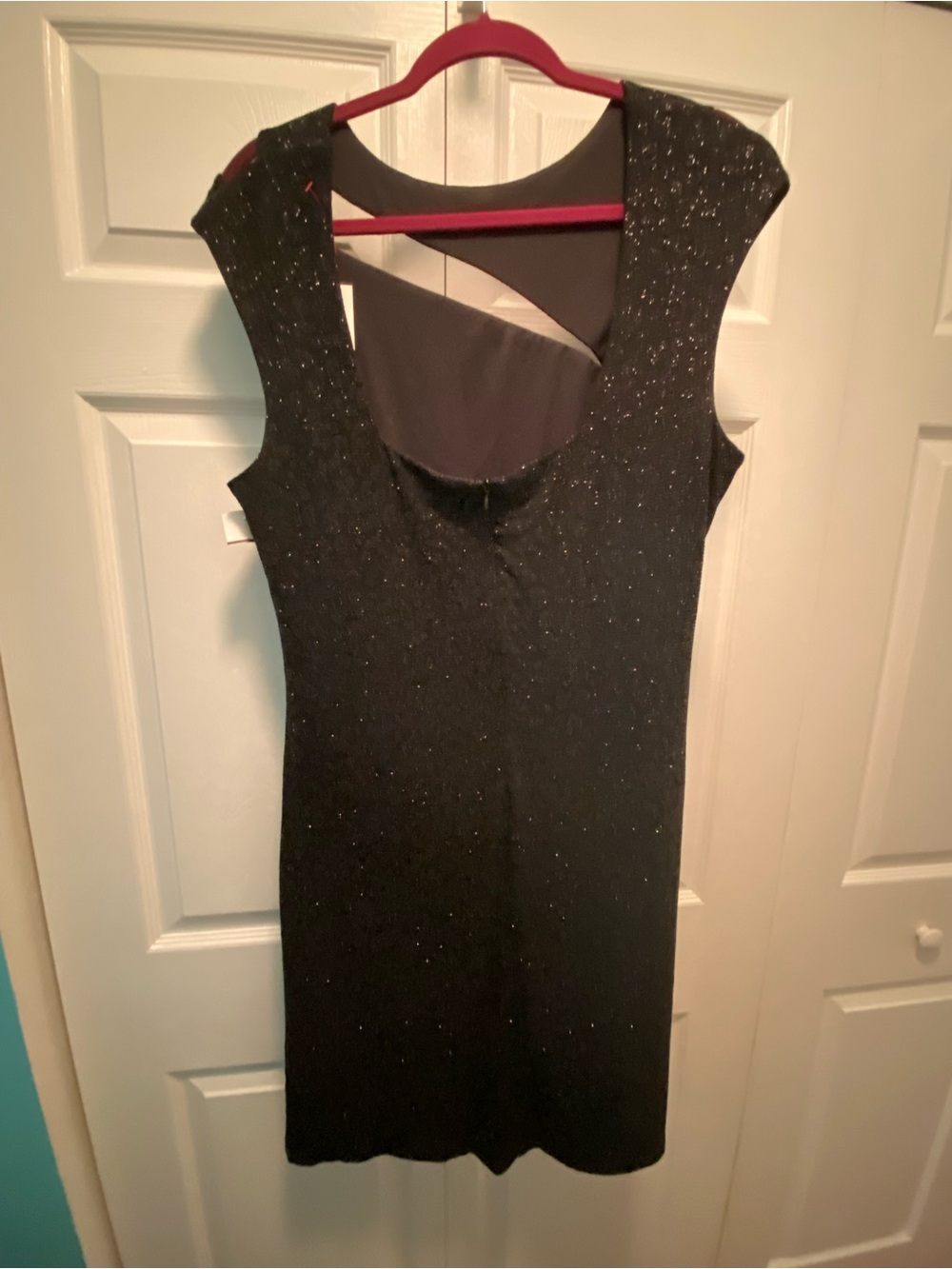Black Glitter Sleeveless Sheath Dress by Scarlett Size 18  NWT w/ cutout - Picture 3 of 11